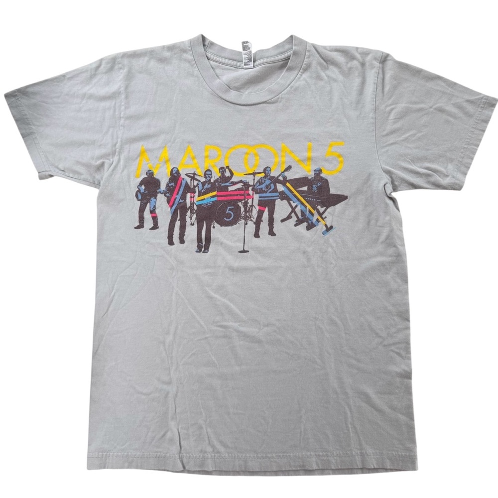 Maroon 5 Concert 2015 World Tour Band T-shirt Gray Unisex Size Medium Corton